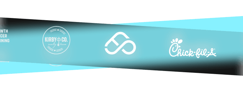 Crossing banners with client logos