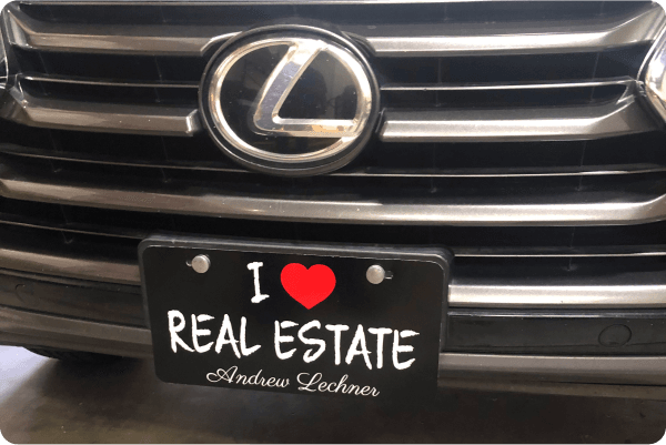 Custom License Plate Saying I Love Real Estate
