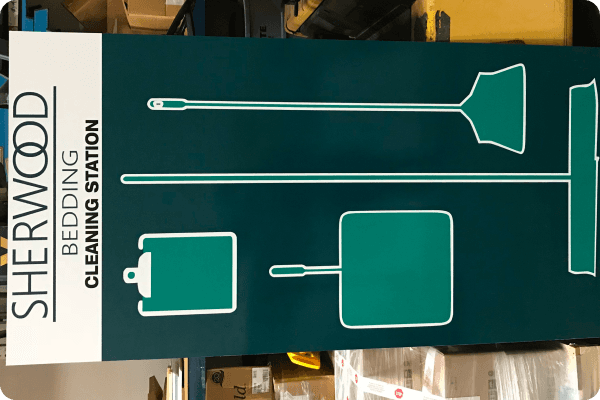Sherwood Bedding CLeaning Station Floor Sign