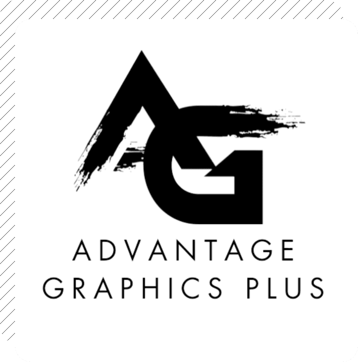 AGP logo with striped background