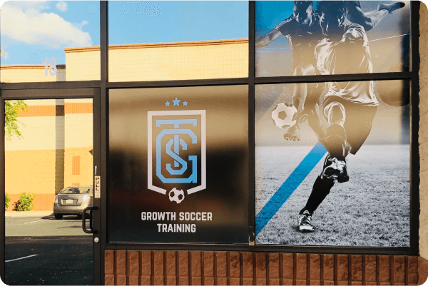 Window graphics for Growth Soccer Training